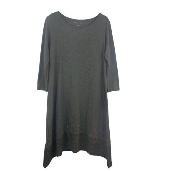 Soft Surroundings Starlight Shift Sequin Midi Dress 3/4 Sleeve Dark Olive Grey M - Picture 5 of 16